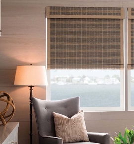 Bamboo shades in living area Photo