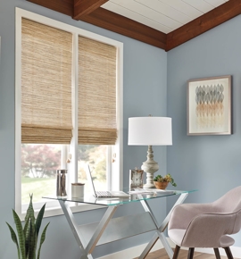 Bamboo shades in office Photo