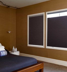 Black Cellular Shades in bedroom Photo