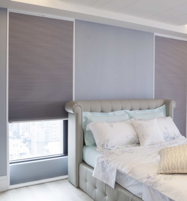Grey Cellular Shades in bedroom Photo
