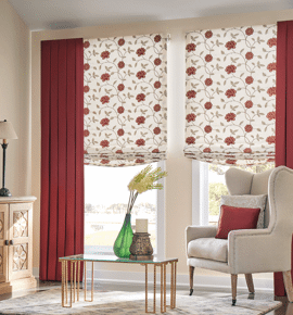 Red Flower Patterned Window Shade Photo