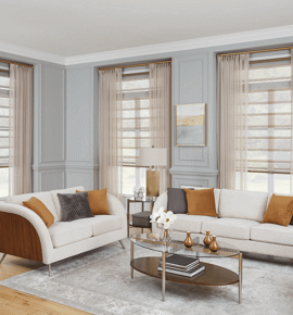 A beautiful living room with sheer drapes Photo