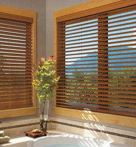 Faux wood blinds Photo