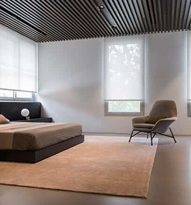 White roller shades in bedroom Photo