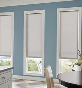 White roller shades in kitchen/dining room Photo