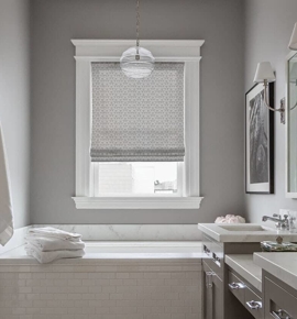 White Roman Shades in bathroom Photo