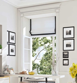 Black and white Roman Shades in office Photo