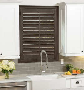 Wood shutters in kitchen Photo